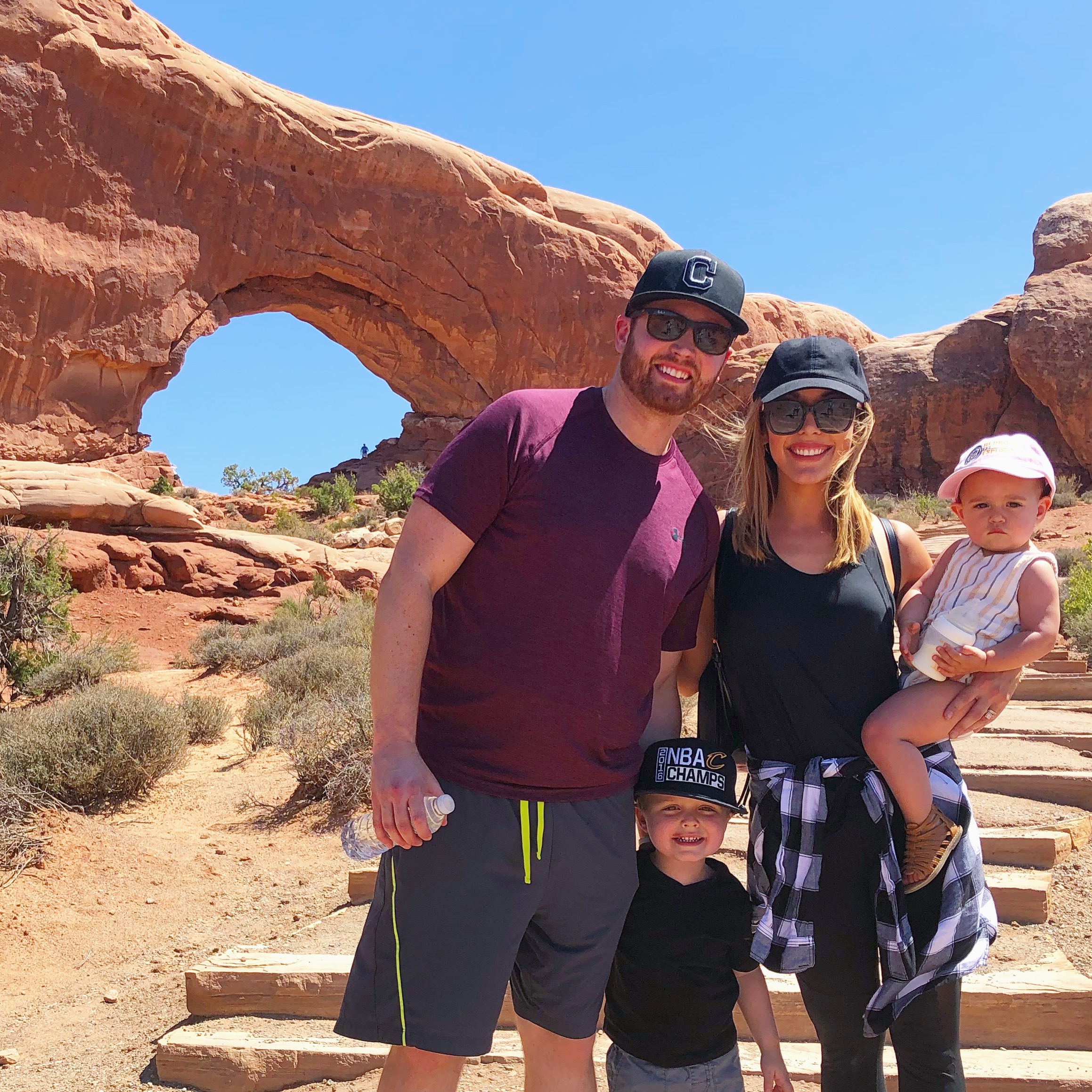 Brianna K traveling with her young family to the Arches National Park in Utah.